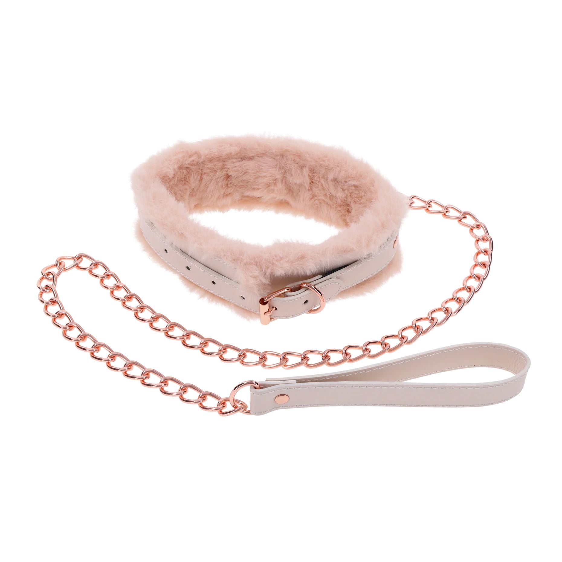 S&M Peaches ‘n CreaMe Fur Collar & Leash – Cream