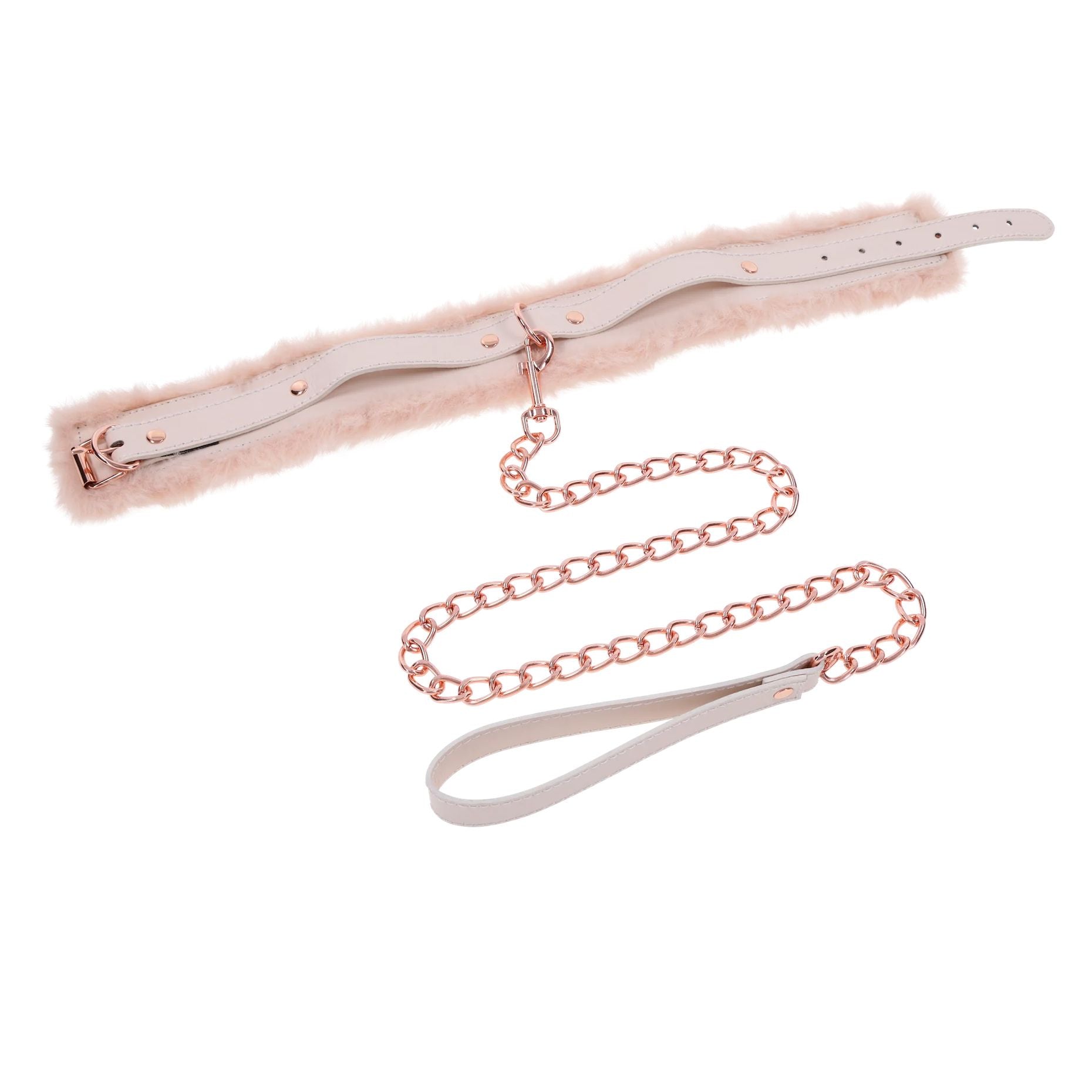 S&M Peaches ‘n CreaMe Fur Collar & Leash – Cream (1)