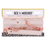 S&M Peaches ‘n CreaMe Fur Collar & Leash – Cream (2)