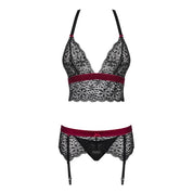 Rossita set 3 pezzi - Completini Intimi Obsessive