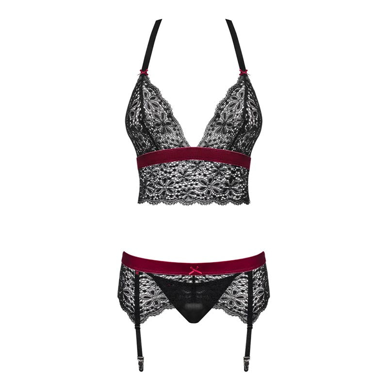 Rossita set 3 pezzi - Completini Intimi Obsessive